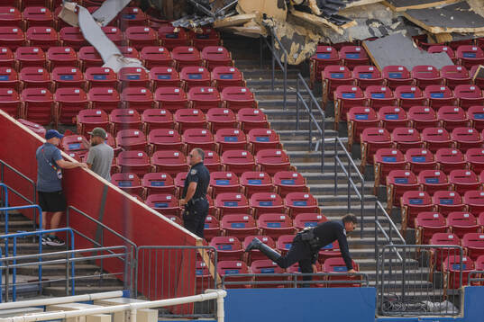 Police in the stands bellow