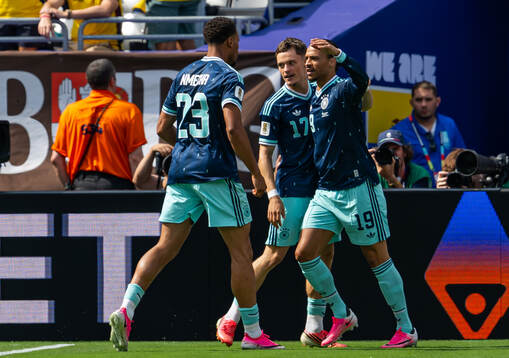 Leroy Sane of Germany celebrate the 0-1 goal with Felix