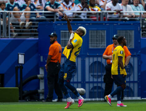 Nilson Angulo of Ecuador celebrates the 1-1 goal