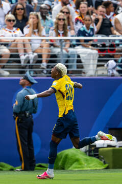Nilson Angulo of Ecuador celebrates the 1-1 goal