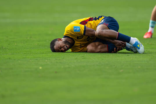Pedro Vite of Ecuador in pain