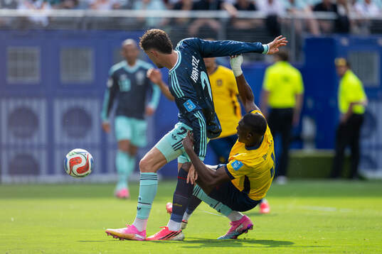 Kai Havertz of Germany and Joel Ordonez of Ecuador