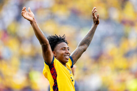 Angelo Preciado of Ecuador celebrates
