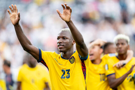 Moises Caicedo of Ecuador celebrates