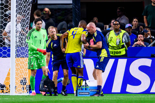 Isak Hien of Sweden in pain