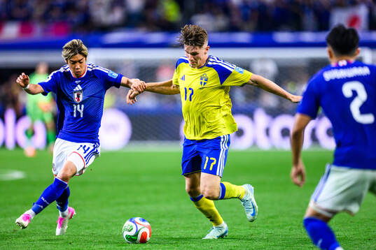 Junya Ito of Japan and Viktor Gyökeres of Sweden