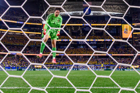 Goalkeeper Jacob Widell Zetterström of Sweden celebrates
