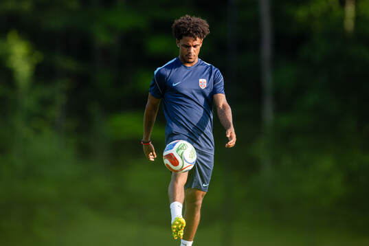 Oscar Bobb of the Norwegian national football team at a