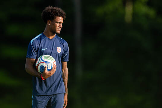 Oscar Bobb of the Norwegian national football team at a