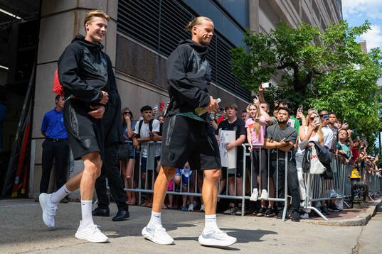 Goalkeeper Sander Tangvik and goalkeeper Ørjan Nyland of
