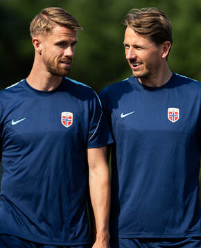Kristoffer Ajer and Sander Berge of the Norwegian national