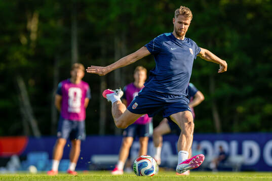Kristoffer Ajer of the Norwegian national football team at