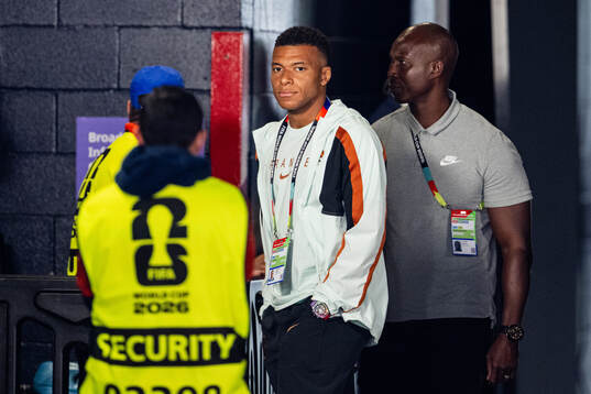 Kylian Mbappé of France arrives