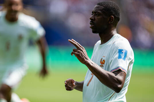 Ousmane Dembele of France celebrated