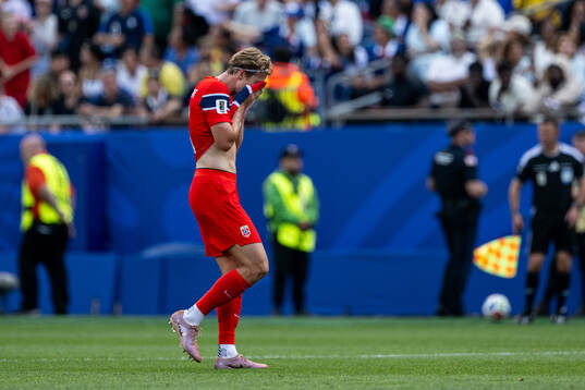 Kristian Thorstvedt of Norway looks dejected