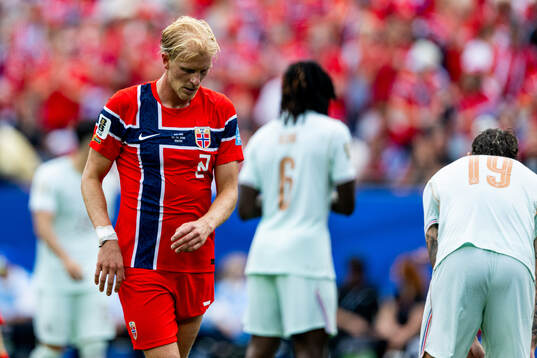 Morten Thorsby of Norway looks dejected