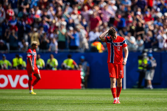 Jørgen Strand Larsen of Norway looks dejected