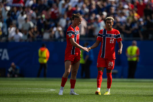 Thelo Aasgaard and Antonio Nusa of Norway