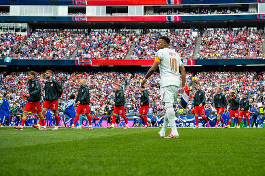 Kylian Mbappe of France and players of Norway