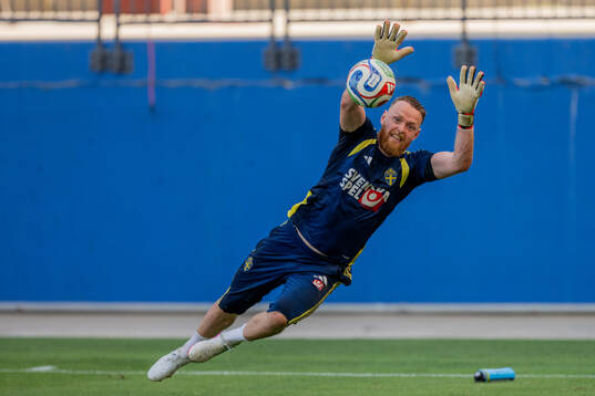 Goalkeeper Viktor Johansson of the Swedish national