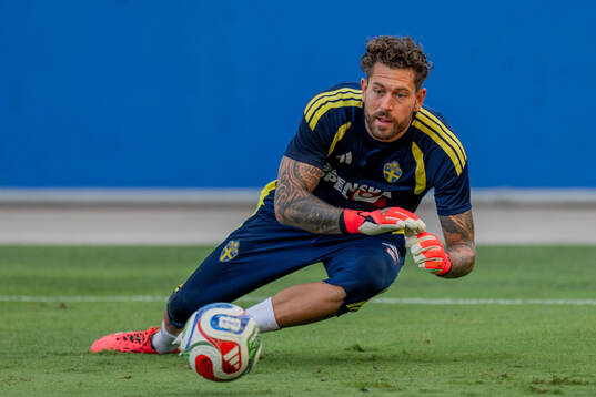 Goalkeeper Kristoffer Nordfeldt of the Swedish national