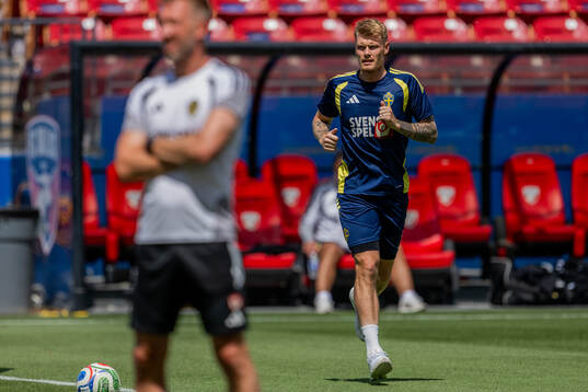 Eric Smith of the Swedish national football team at a
