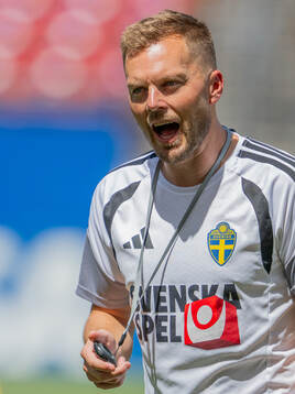 Assistant coach Sebastian Larsson of the Swedish national