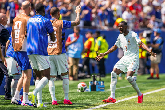 Ousmane Dembele of France celebrates