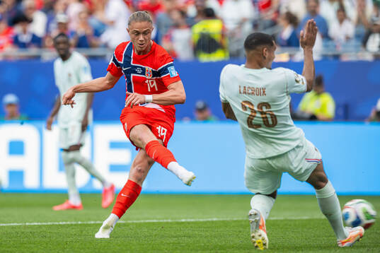 Thelo Aasgaard of Norway scores the 1-2 goal