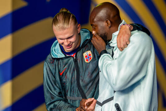 Erling Braut Haaland of Norway and Jean-Philippe Mateta of
