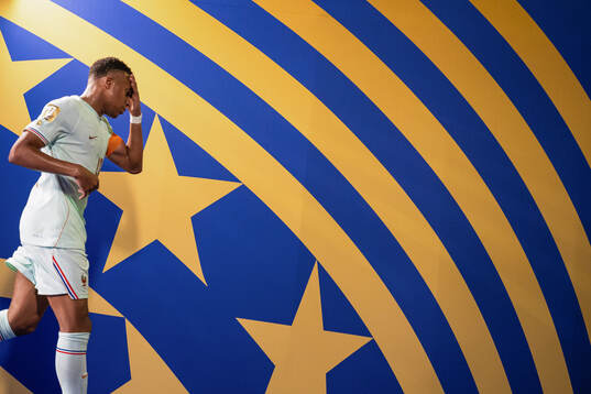 Kylian Mbappe of France at half-time