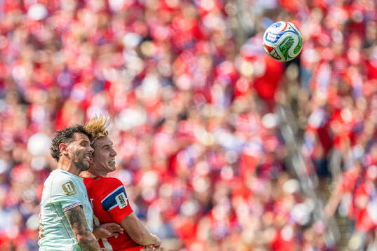 Theo Hernandez of France and Kristian Thorstvedt of Norway