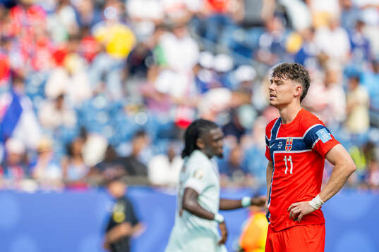 Jørgen Strand Larsen of Norway looks dejected after