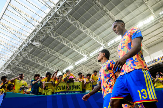 Richard Rios and Yerry Mina of Colombia