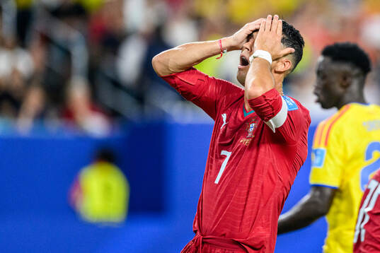 Cristiano Ronaldo of Portugal looks dejected