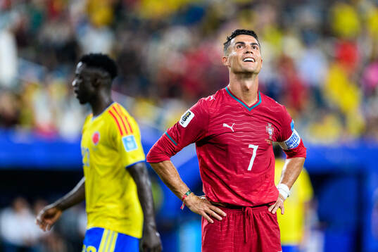 Cristiano Ronaldo of Portugal looks dejected