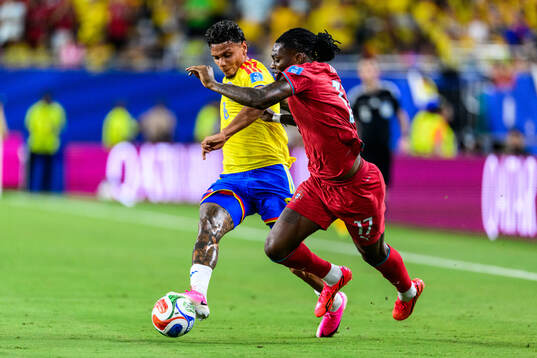 Richard Rios of Colombia and Rafael Leao of Portugal