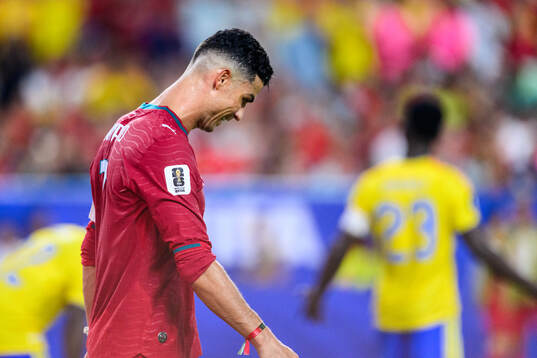 Cristiano Ronaldo of Portugal looks dejected