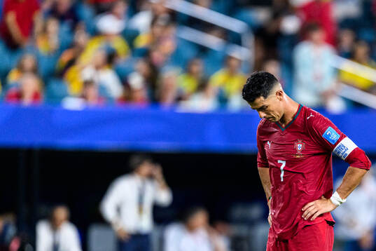 Cristiano Ronaldo of Portugal looks dejected