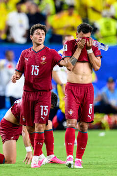 Joao Neves and Bruno Fernandes of Portugal