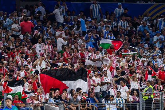 The flag of Jordan in the stands