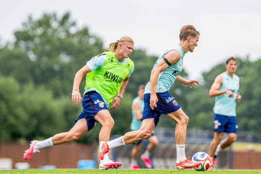 Erling Braut Haaland and Martin Ødegaard of the Norwegian