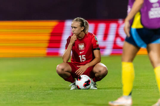 Weronika Arasniewicz of Poland looks dejected