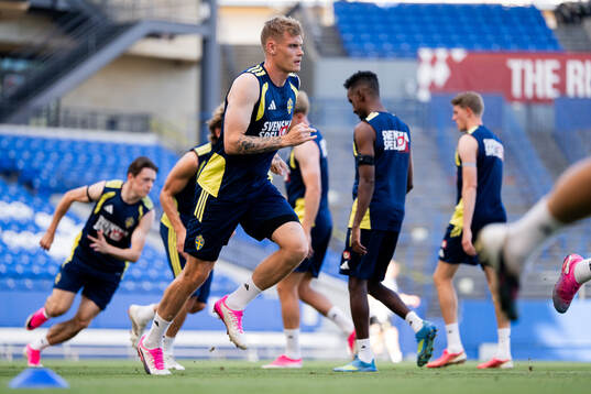 Eric Smith of the Swedish national football team at a