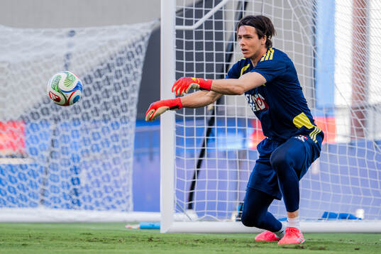 Goalkeeper Jacob Widell Zetterström of the Swedish