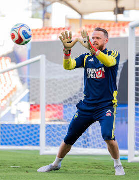 Goalkeeper Viktor Johansson of the Swedish national