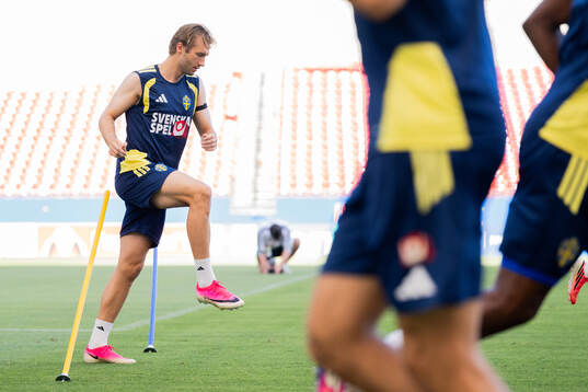 Benjamin Nygren of the Swedish national football team at a