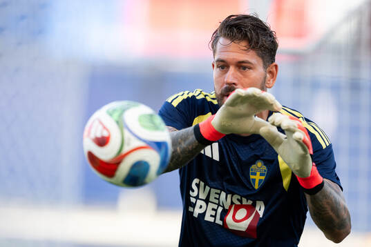 Goalkeeper Kristoffer Nordfeldt of the Swedish national