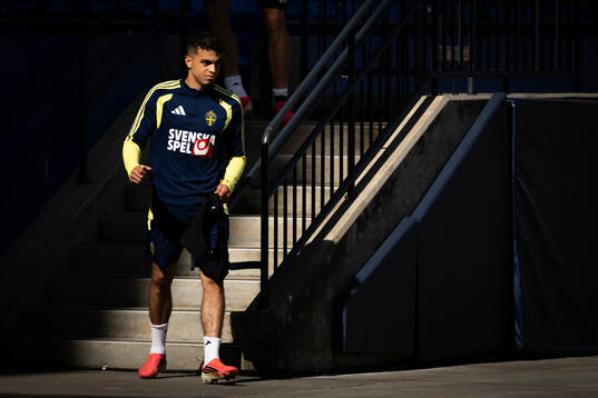 Yasin Ayari of the Swedish national football team at a