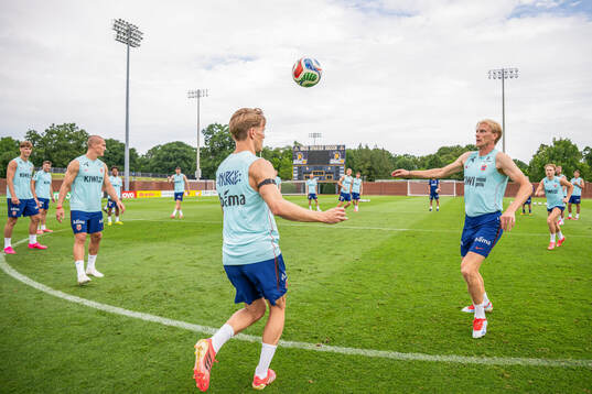Martin Ødegaard and Morten Thorsby of the Norwegian